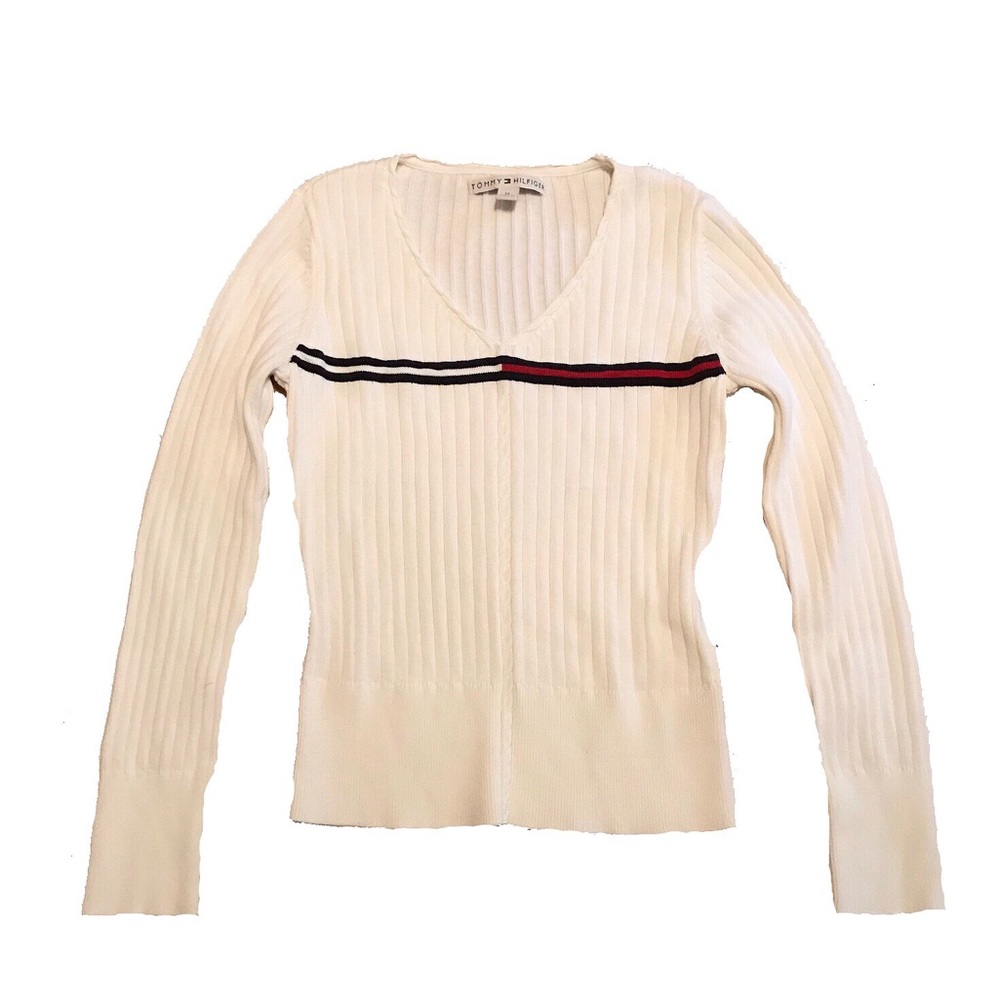 TOMMY HILFIGER | Vintage White Logo Sweater (M)
